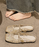 New Stylish Silver Tulle Zircon Flats Slide Sandals